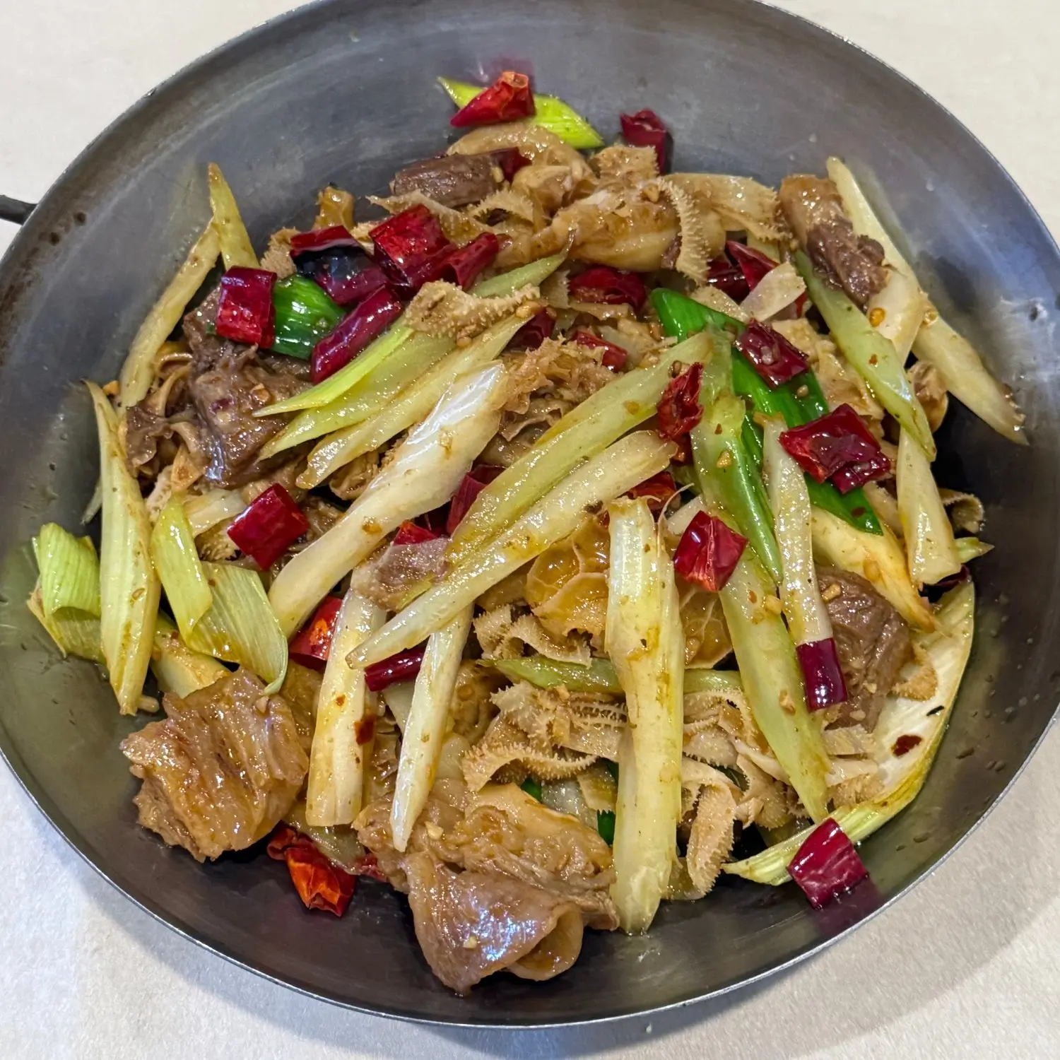 Tripe and beef stir - fried with celery and chili at Spices Garden, a Chines Sichuan Restaurant in Fremont